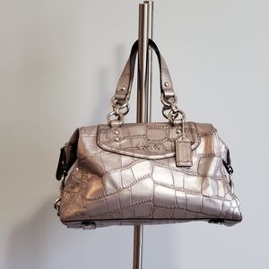 Platinum Faux-Croc Leather Coach Purse